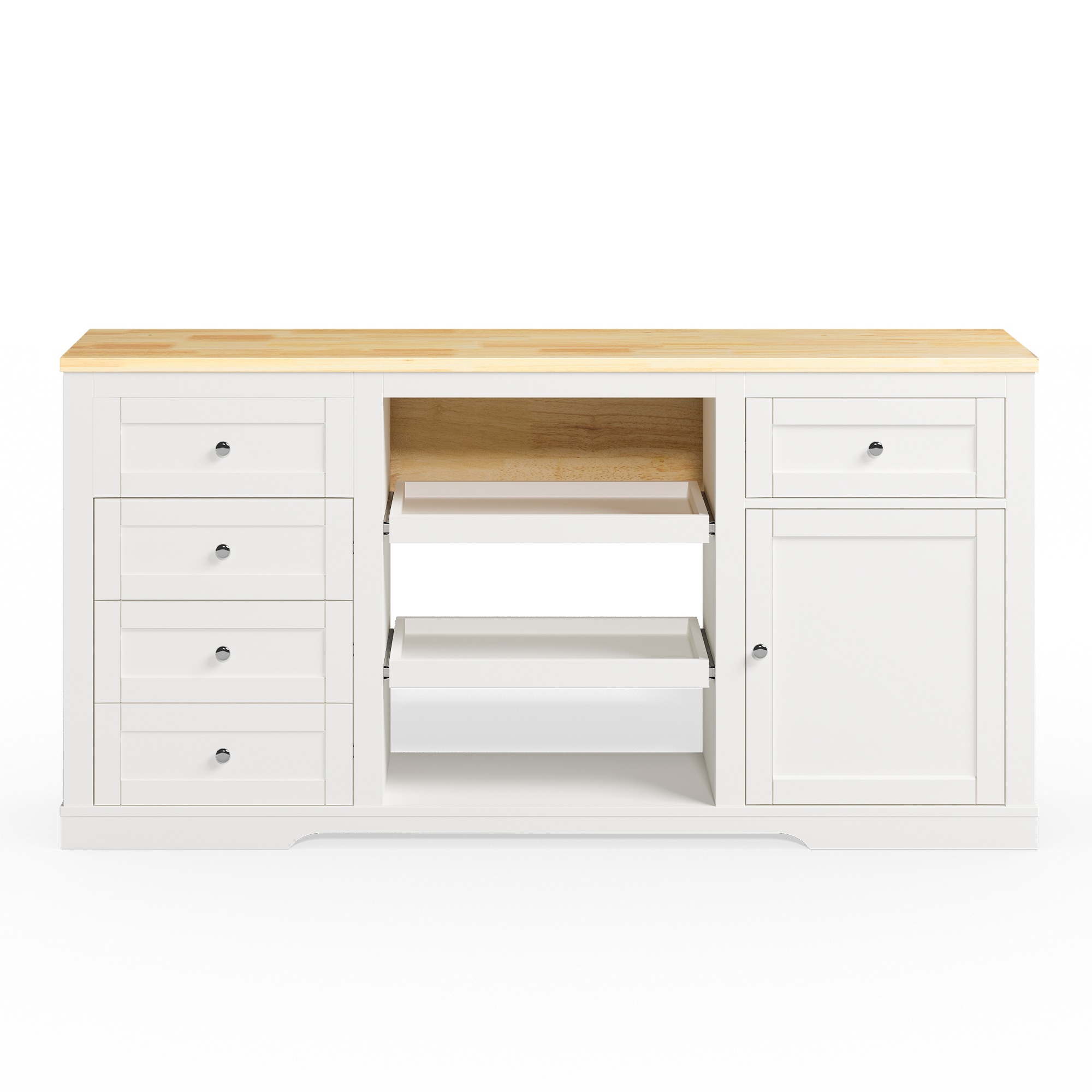 Kitchen Island With Storage Drop Leaf And Power Outlet White_voghion.com